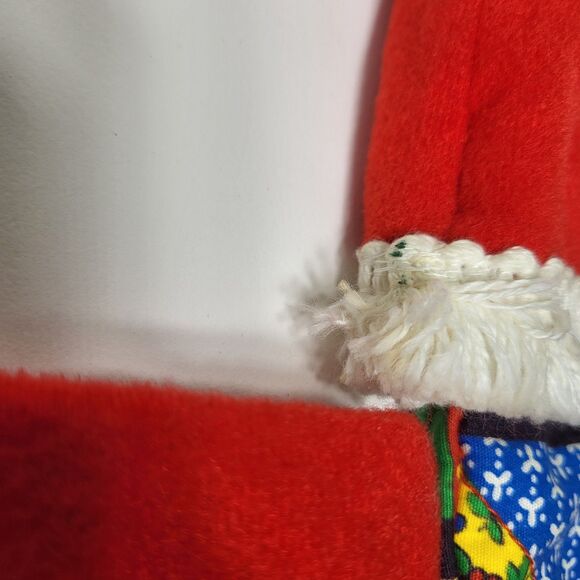 Vintage Patchwork Christmas Stocking Primitive Farmhouse Fringe Set of 2 - Picture 11 of 16